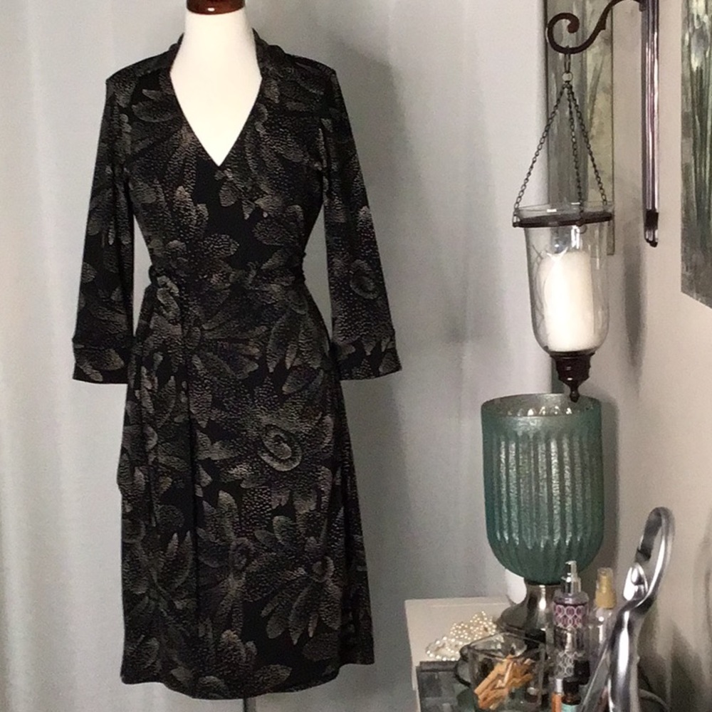 Liz Clairborne Black & White Wrap Dress